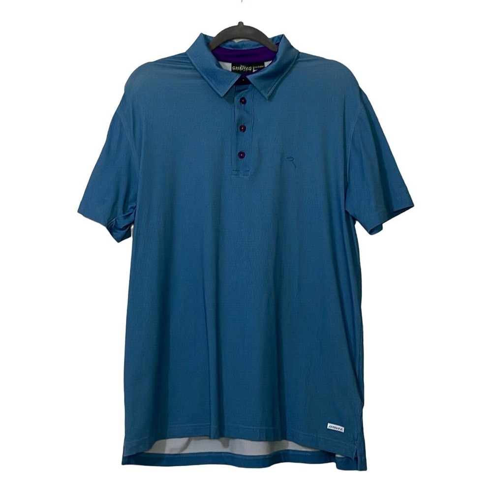 Chervo 44 Mens Blue Melange Sunblock Short Sleeve Pullover Golf Polo Shirt